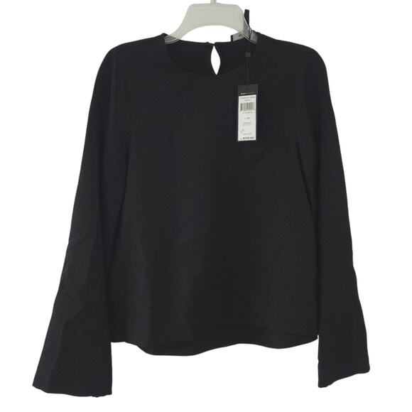 New BCBG MaxAxria Black Textured Blouse XS Tonal Blac MSRP $158 Tracey Blouse - Picture 1 of 5